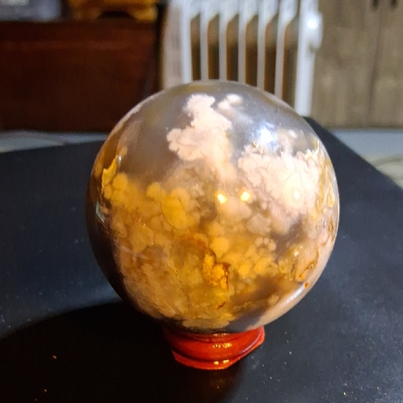 Unique Black Flower Agate Sphere